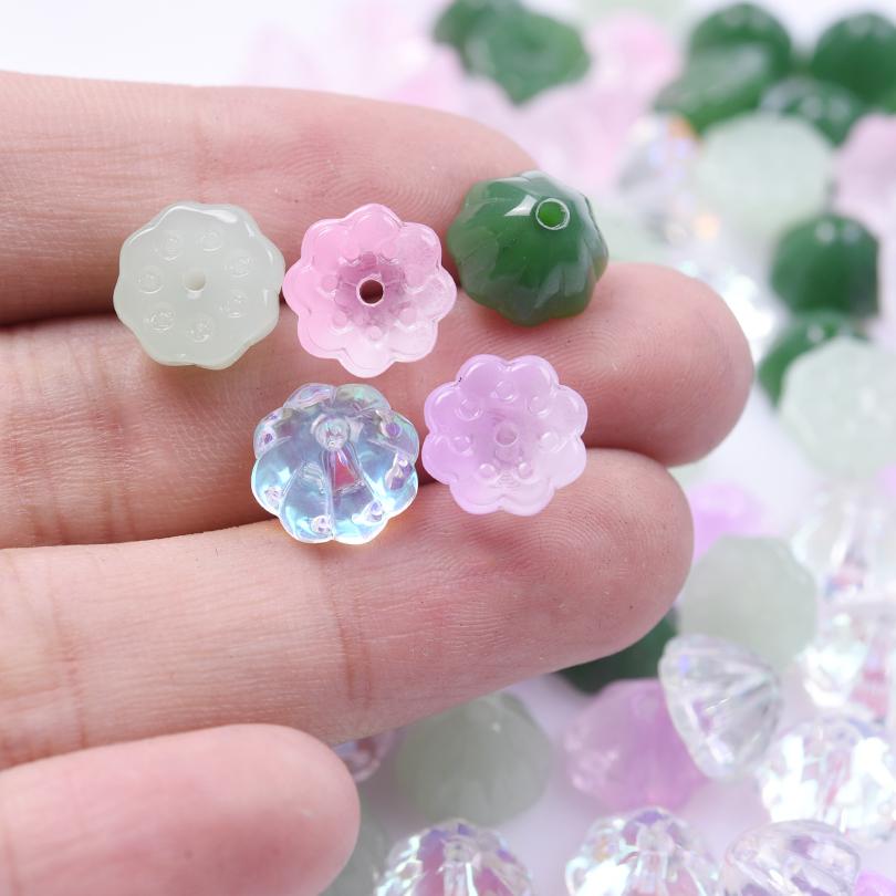 50pcs/Lot Wholesale Summer Lotus Seedpod Beads For Jewelry Making Supplies Glass Materials To Make Bracelets Earrings Materials