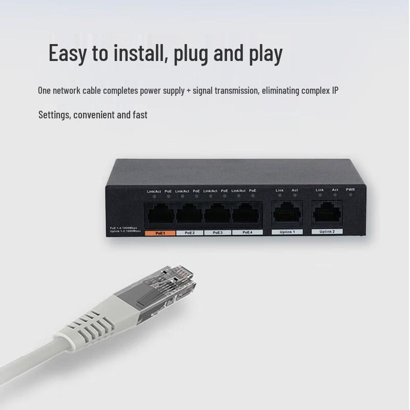 Dahua 6-Port Gigabit Unmanaged PoE Switch (4 PoE + 2 Uplink) CN plug (adapter included)