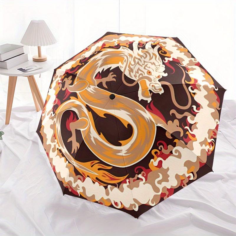1pc Dragon Automatic Open/close Folding Umbrella, Compact Portable Travel Umbrella, Durable Construction yy250809100