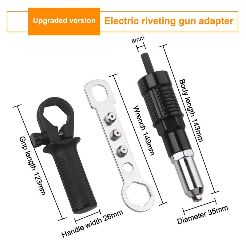 Riveting Machine Electric Rivet Gun Adapter 2.4Mm-3.2Mm-4.0Mm-4.8Mm Riveting Tools Home Riveting Machine For Electric Drills