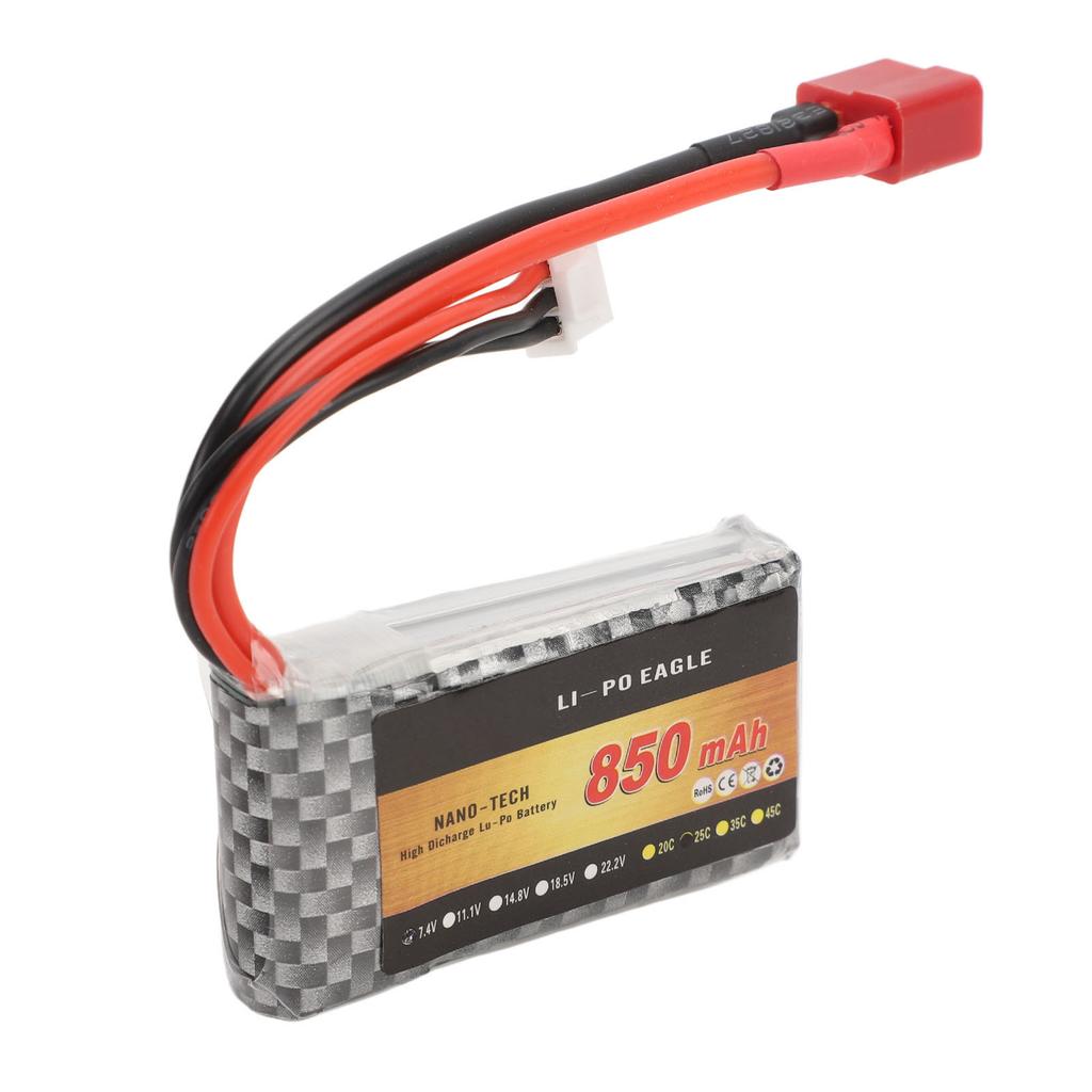7.4V 2S 25C 850mAh LiPo Battery RC Truck Lithium Battery With T Plug for XLH Q903 Q901 Q902 116