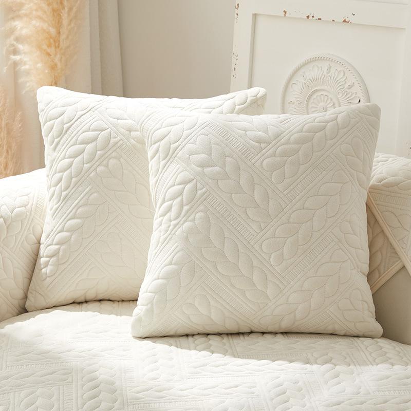 Plyšové polštáře na pohovku, Protiskluzové a proti roztřepení, Zimní zahuštěné, Moderní, Jednoduché, Lehký luxus, Špičkový potah na pohovku, Krycí látka