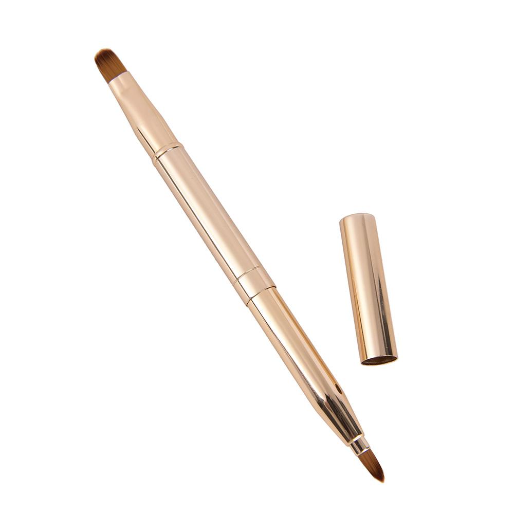 

Retractable Double-Ended Makeup Brush Lip Brush Eye Liner Eyeshadow Foundation Brush Gold Make Up Cosmetics Tool