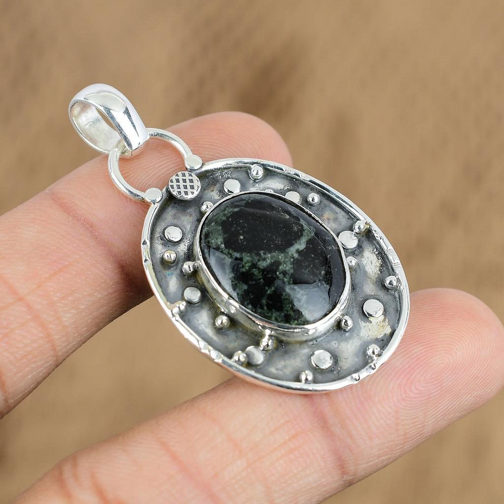 Natural Kambaba Jasper Gemstone Pendant 925 Sterling Silver Indian Jewelry