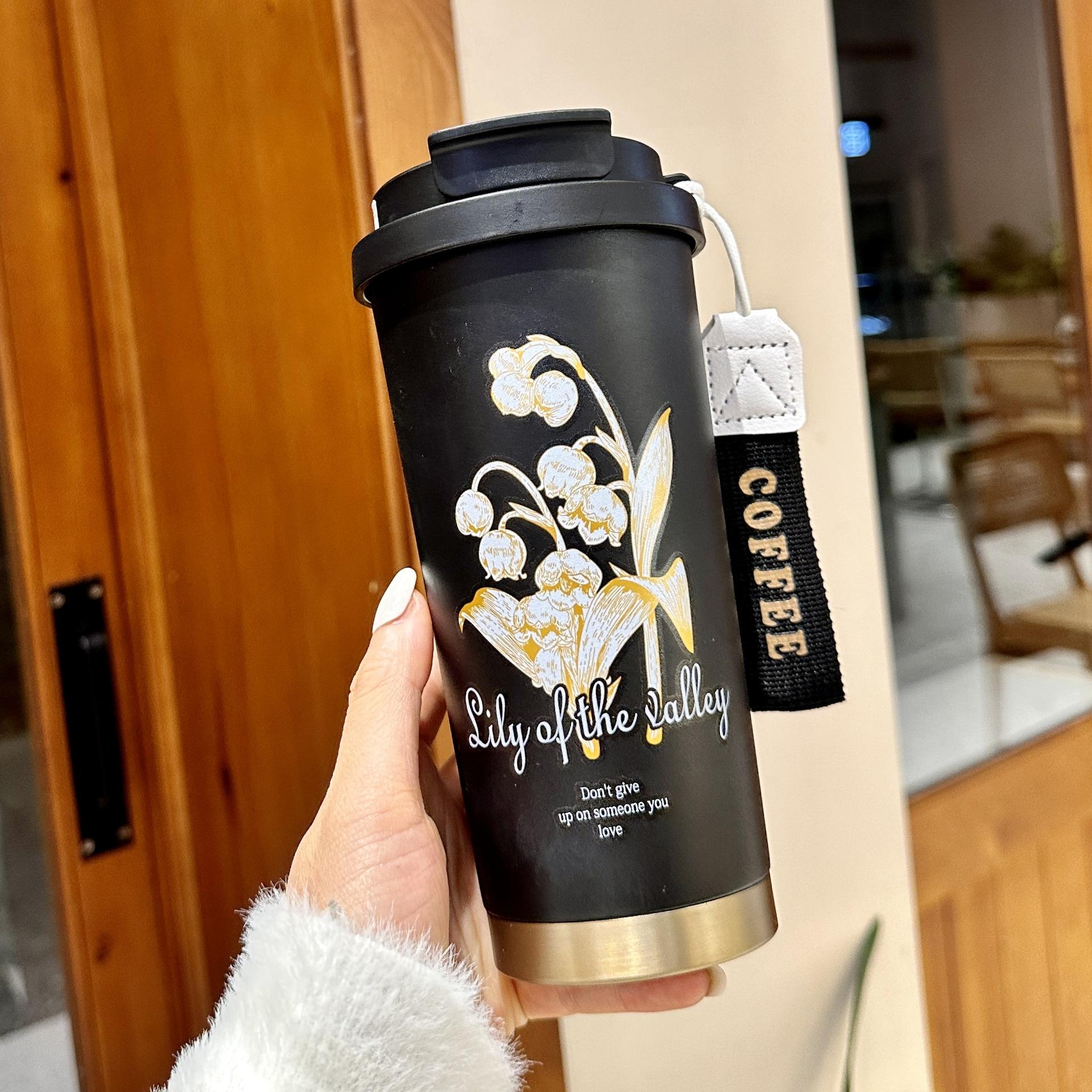

Crayon Small New Water Mug Thermos Cup Female New Stylish Steel Coffee Drinking Cup Straw Cup Office Durable Durable Useful 500ml