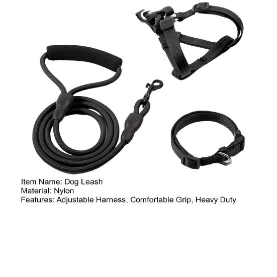 Lesă pentru câine cu mâner căptușit, lesă din frânghie de nailon pentru alpinism cu guler-ham, lesă robustă de 4 picioare pentru plimbări în aer liber, dresaj