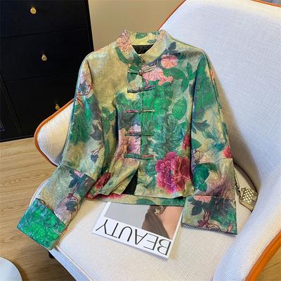 Women's Jacket Outerwears Chinese Light National Wind Jacquard Jacket Women's Spring Tang Suit Buckle High-end Retro Coat
