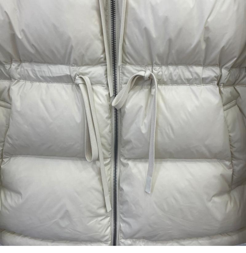 Damen Daunenjacke mit Kapuze Warm Herbst Winter Oberbekleidung Einfacher Kordelzugmantel Koreanischer Stil