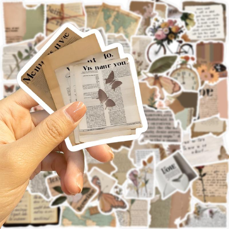 50 Pieces of Retro Graffiti English Stickers for Mobile Phone Notebooks, Luggage Box Computer Decorations, and Wall Art.