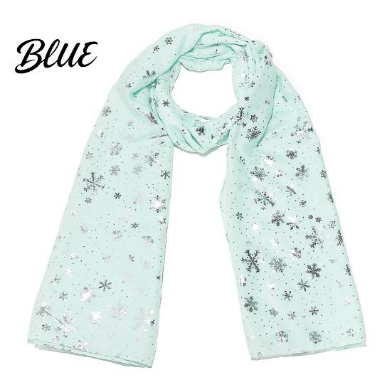 Holiday Gathering Accessory Glitter Sparkly Foil Snowflake Print Scarf for Women Christmas Soft Fabric Winter Gift Theme Shawl Wrap Fall Lightweight