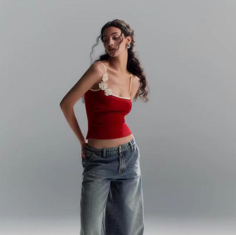 

Женский жилет для йоги с 3D-цветочным принтом и противоударной поддержкой - Стильный топ для фитнеса и бега Large красный