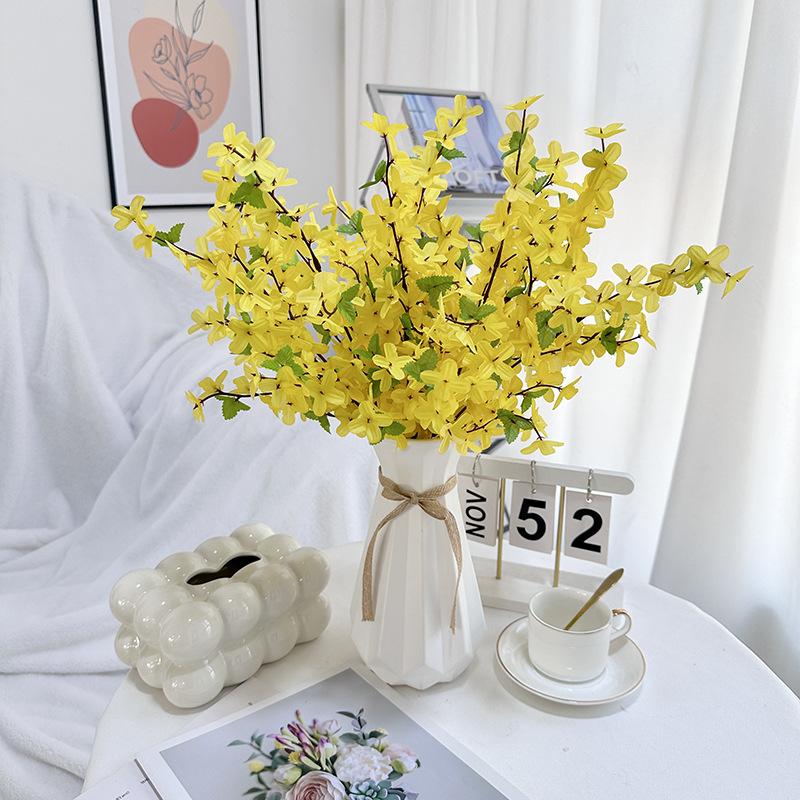 10pcs Simulated Silk 7 Forks Winter Jasmine Branch Wedding Decor Artificial Yellow Winters Jasmines Hotel Auditorium Decoration
