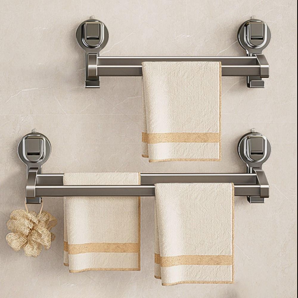 with Hook Suction Cup Towel Pole Punching Free Towel Storage Hanger Bathroom Towel Rack  Hotel