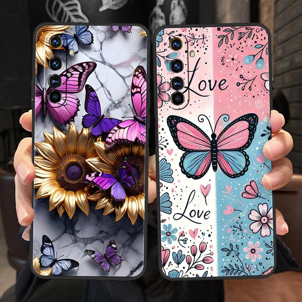 Fashionable Butterfly Flower Pattern Soft TPU For Realme 13 12 11 10 9 Pro Plus GT3 GT2 C21 C25 C35 C53 C55 C67 Pro Phone Case