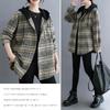 Chesterfield Long Sleeve Hooded Check Pattern Trench Lapel Loose Cold Weather Perfect for and Winter [CCGGOWMM] Women's Coat, Coat, Outerwear, Coat,