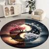 Cherry Blossom Mountain View Flannel-printed round floor mats are slip-resistant Suitable for living room terrace garden carpets