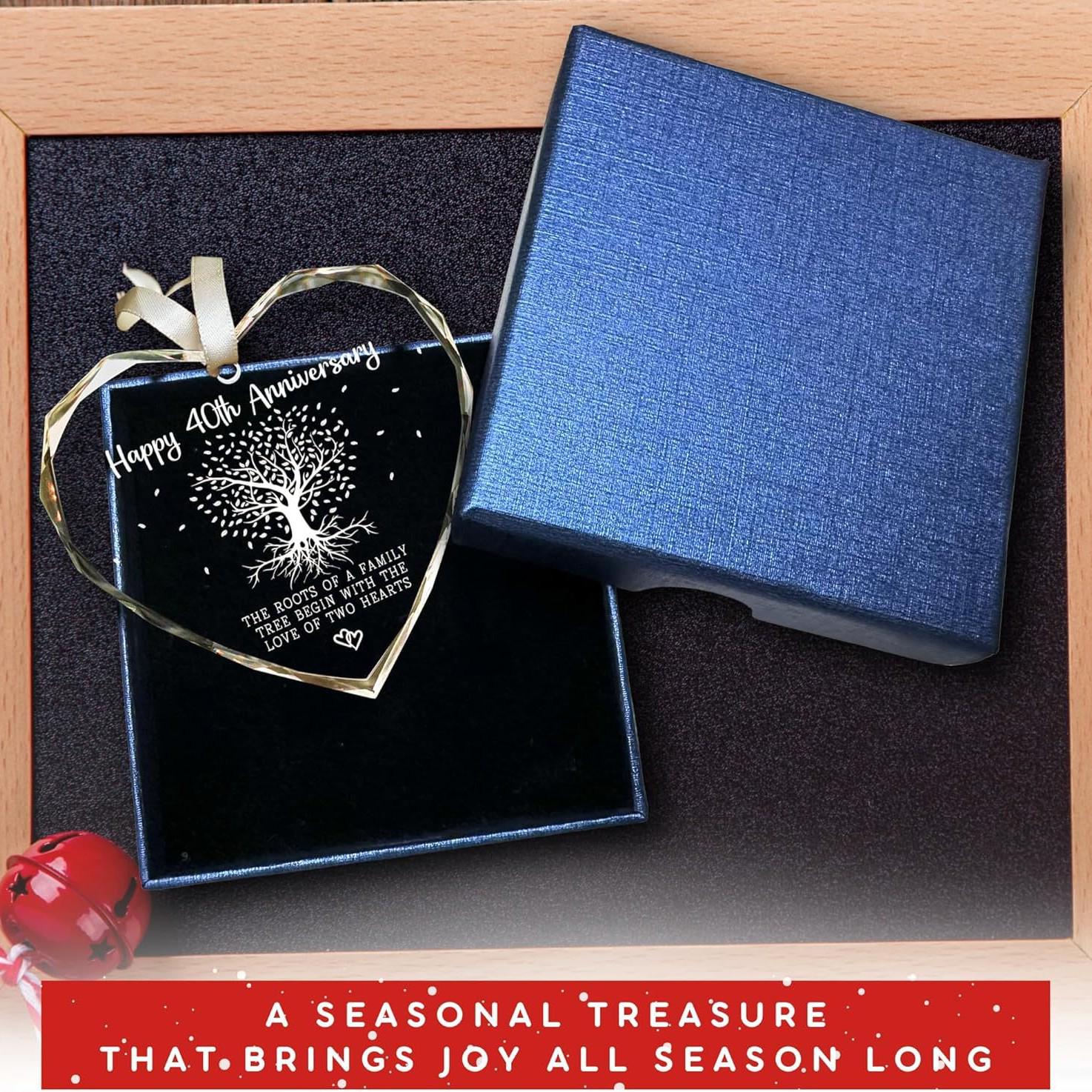 Crystal Heart-Shaped Glass Ornament for Anniversaries and Christmas