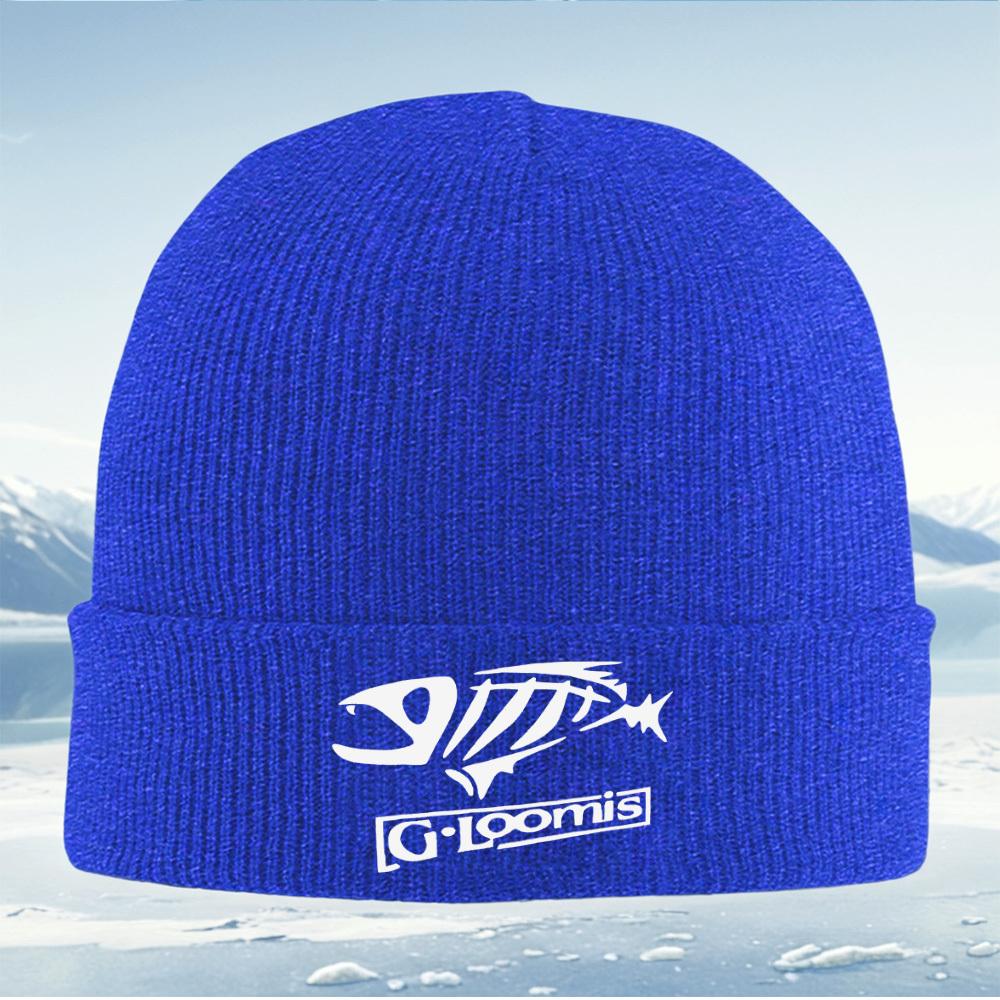 Fish skeleton logo Loomis brand white Men Women Unisex Knitted Hat Beanie Pullover Cap Winter Thermal Warm Christmas Outdoor Cyc