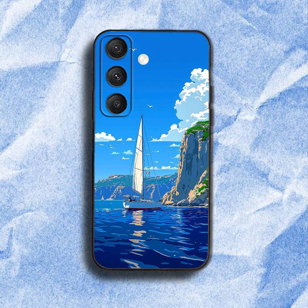 S-Sailing S-Ship Boat Phone Case For Samsung S25,S24,S21,S22,S23,S30,Ultra,S20,Plus,Fe,Lite,5G Black Cover Samsung S24