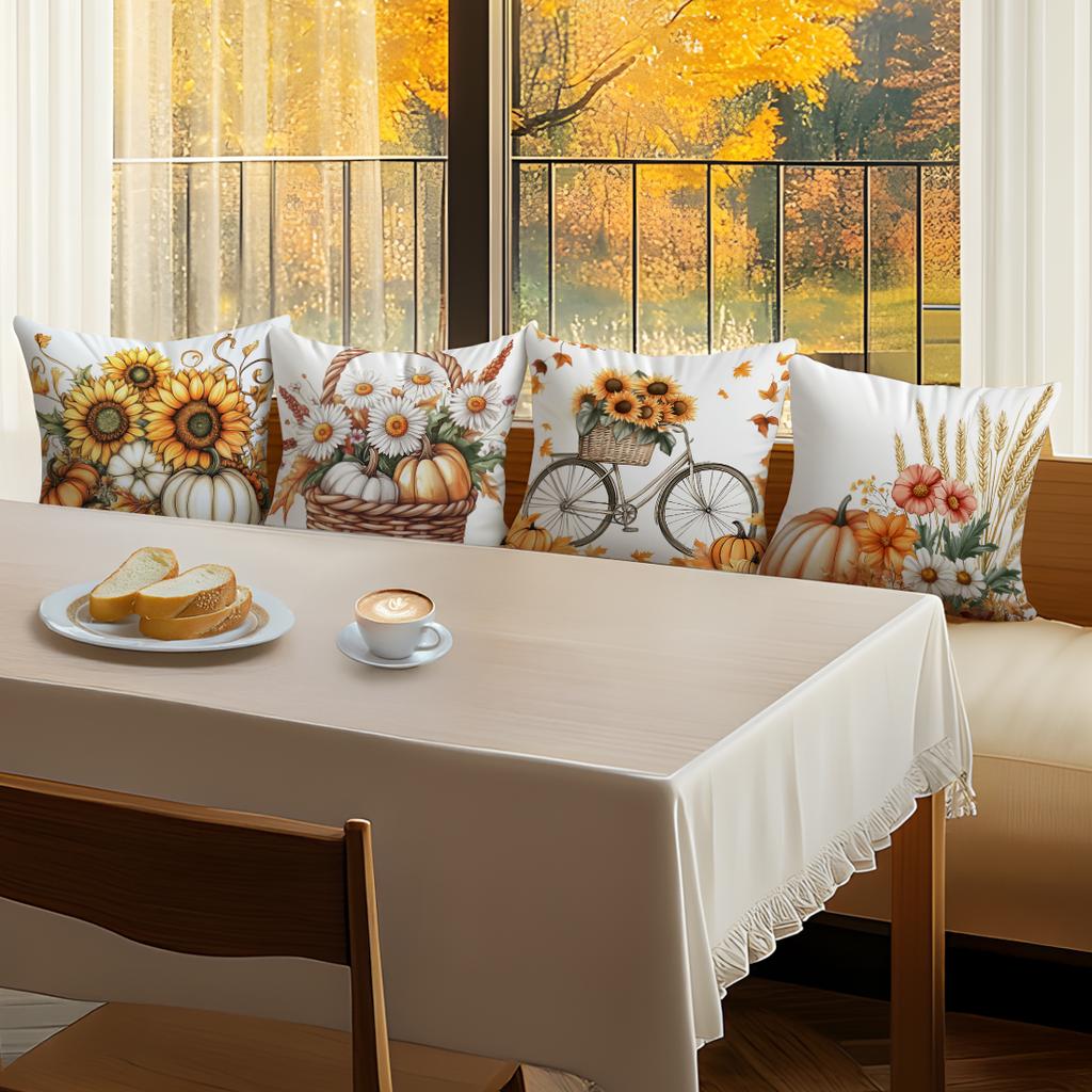 Theme Pumpkin Sunflower Pillowcase Printed Polyester 45X45Cm Throw Pillowcover Decorative Sofa Cushion Pillowslip Home Decor