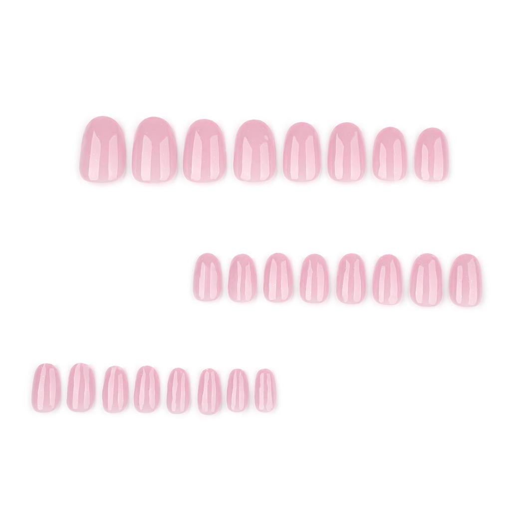 Glitter Shiny Nail Art: Short Round Wearable False Nails