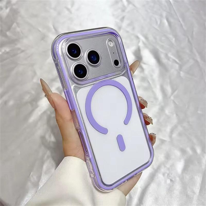 Transparent For Magsafe Soft TPU 2 In 1 Magnetic Case For iPhone 17 16 15 14 13 12 11 Pro Max Plus Air Candy Color Clear Cover