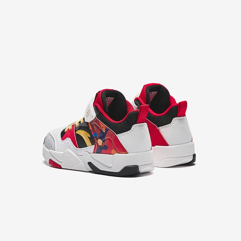 Anta Kids Synthetic Leather Fabric Trendy Comfortable Versatile Sports Mid-Top Kids Basketball Shoes Kids basketball shoes White Black Red A12519901-1