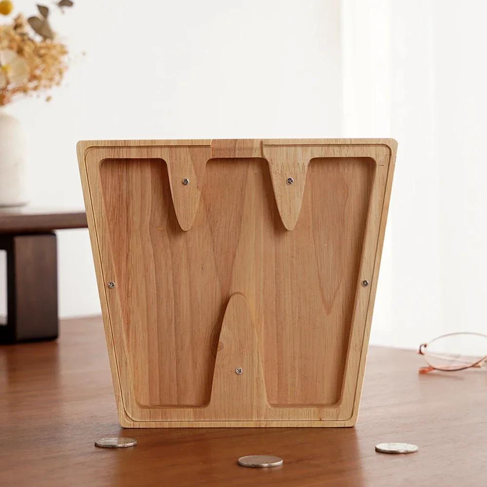Wooden 26-letter English Letter Piggy Bank In Stock Children's Small Toy Storage Box Transparent Acrylic Piggy Bank Home Decor