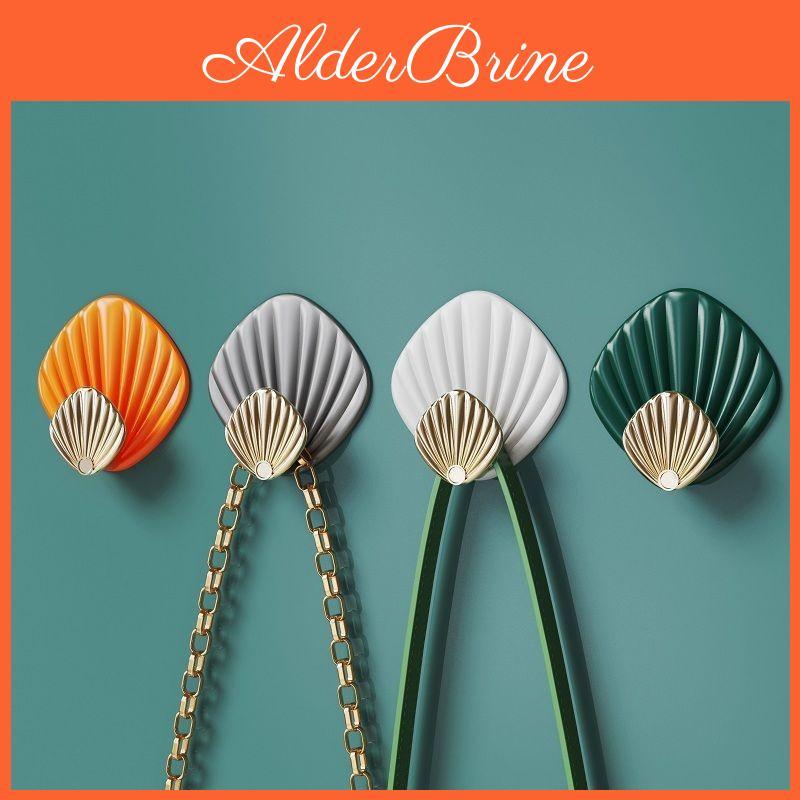 Wall Shape Shell 4pcs Creative Hanging Hook Punchfree Strong Adhesive Hook Bathroom Kitchen Wallmounted Seamless Sticky Hook