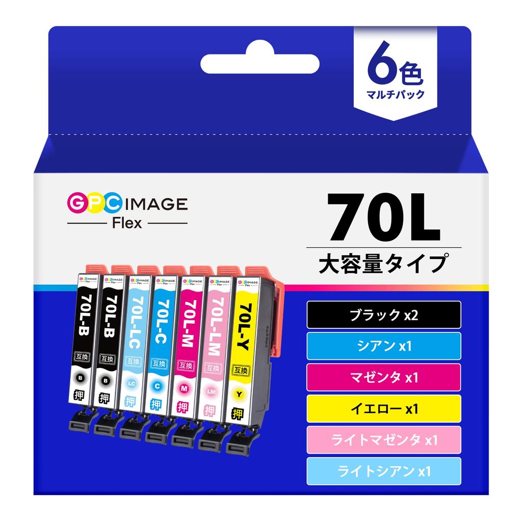 GPC Image Flex IC6CL70L 6 Color Pack ICBK70L Large Capacity Epson Ink Cartridge 70 IC70L Cherry Compatible Ink Epson Printer Ink Shipping of + (7