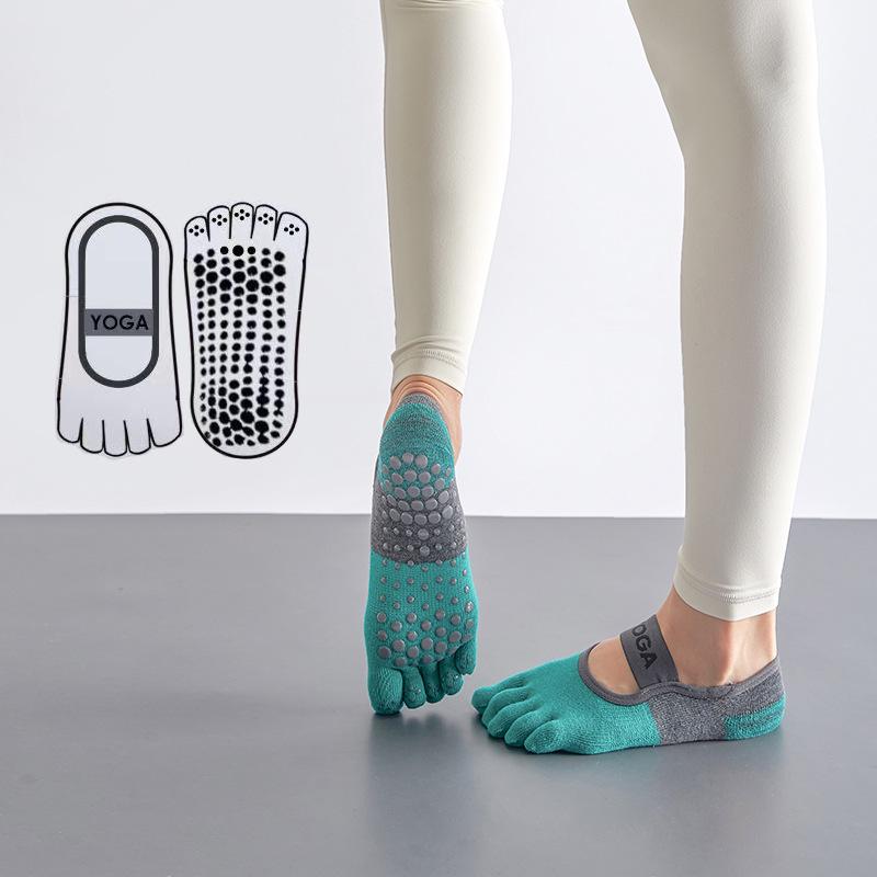 Damen Rutschfeste Rückenfreie Baumwoll Zehentrenner Yoga Socken für Tanz & Pilates