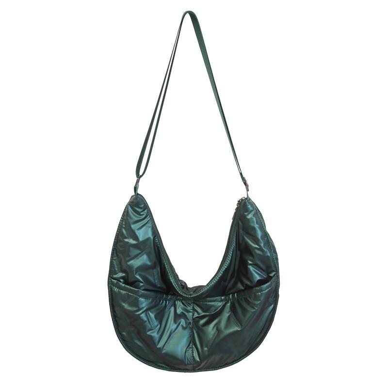 Minimalist Water Dumpling Shape Canvas Shoulder Bag For Students