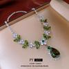 European and American Zircon Flower Teardrop Necklace: Vintage Luxury Clavicle Chain Jewelry Set