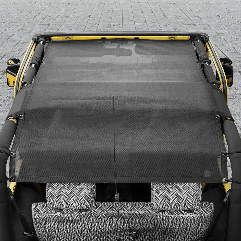 Sunshade Full Mesh Shade Top Anti-UV Cover for Jeep Wrangler TJ 1997-2006 Provide UV Protection,Black