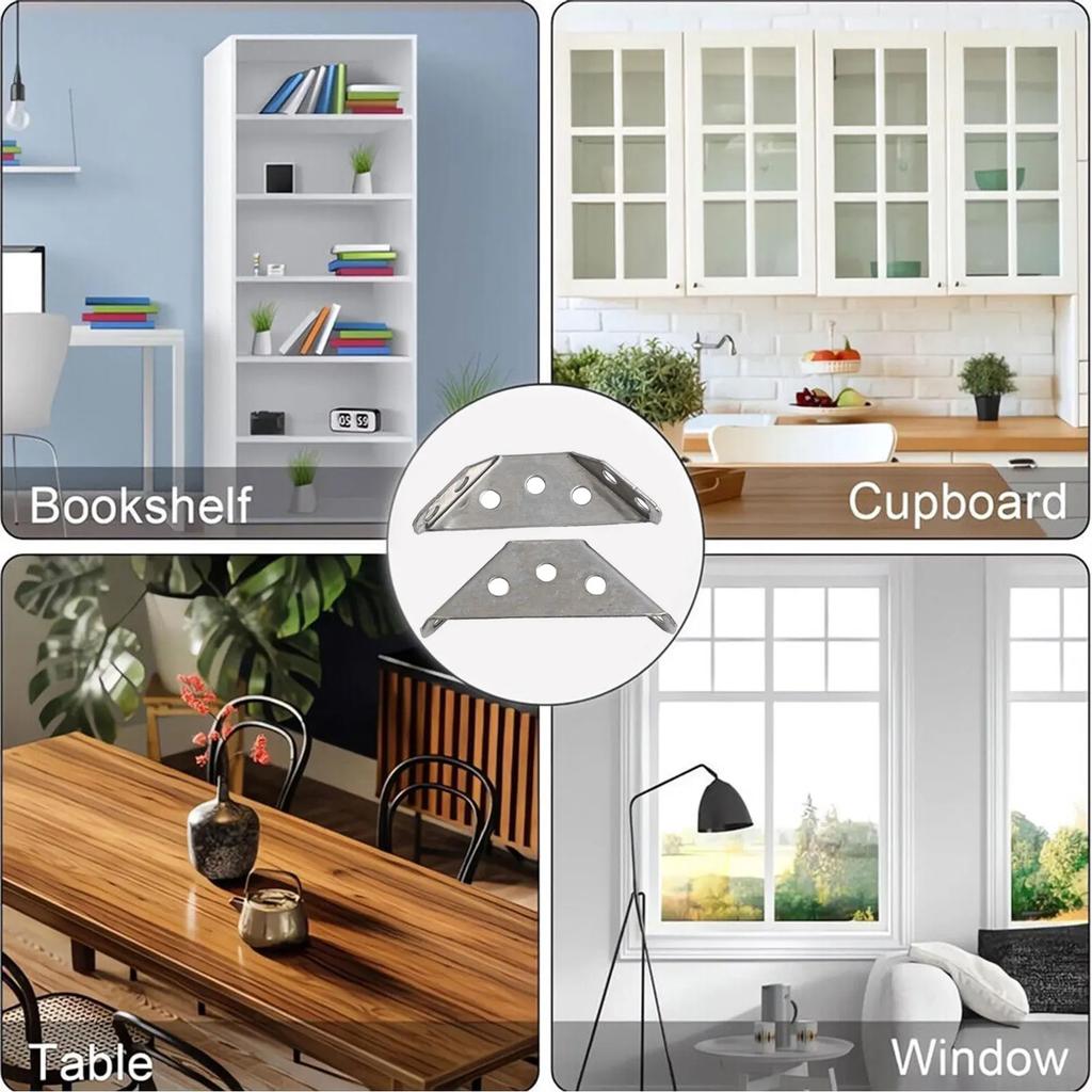 10pcs Furniture Angle Corner Connector Stainless Furniture Angle Shelf Connector Cabinet Support Fixing Frame Corner