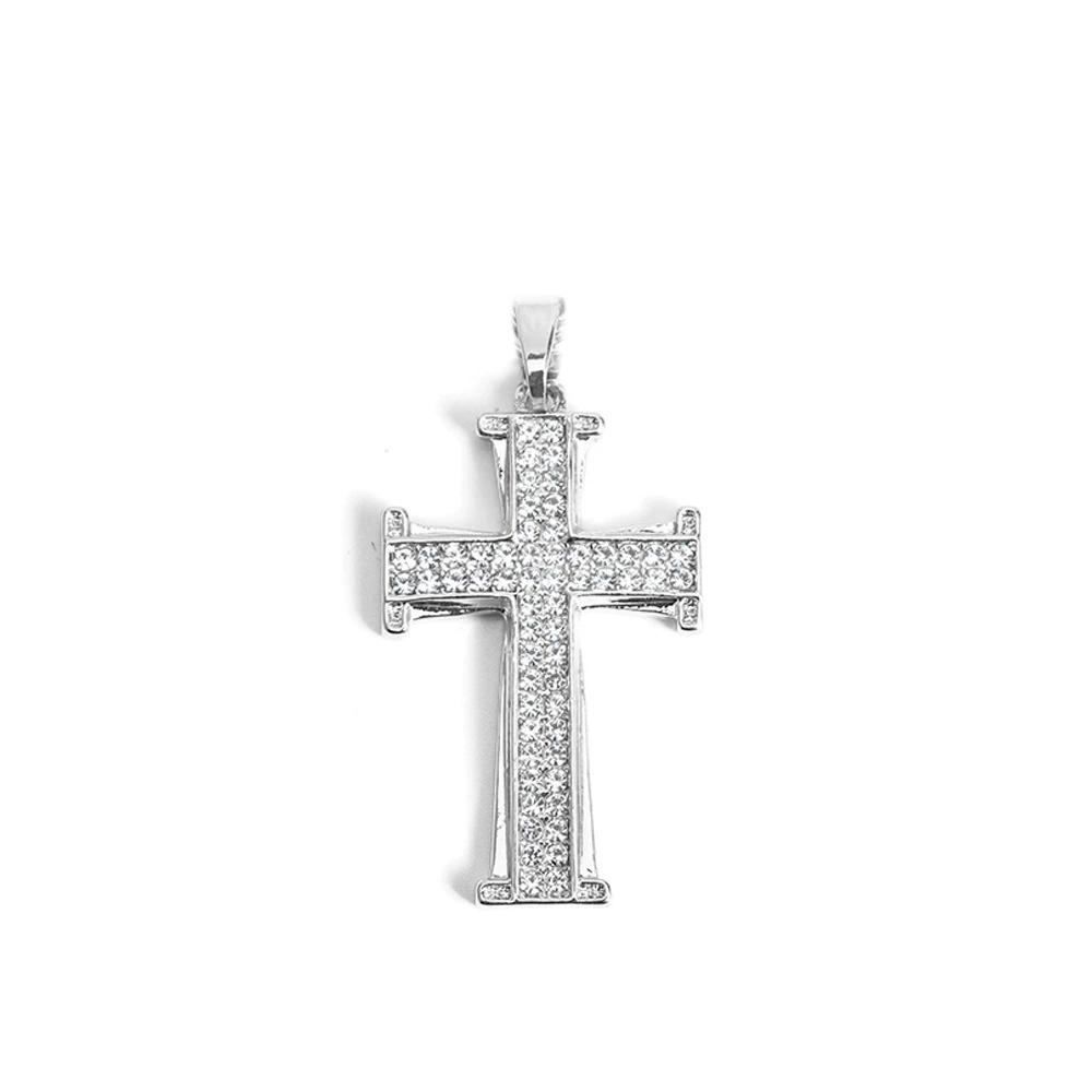 Hip Hop Mens Women Cross Pendant Necklace With 4MM Rope Chain Iced Out Bling Cross Pendant Necklaces Hip Hop Couple Jewelry Gift