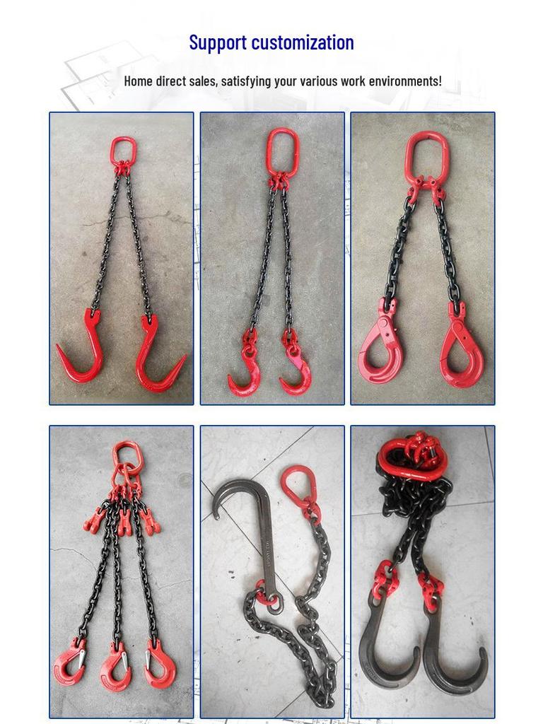 Double & Quad Hook Manganese Steel Chain Sling For Cranes & Forklifts