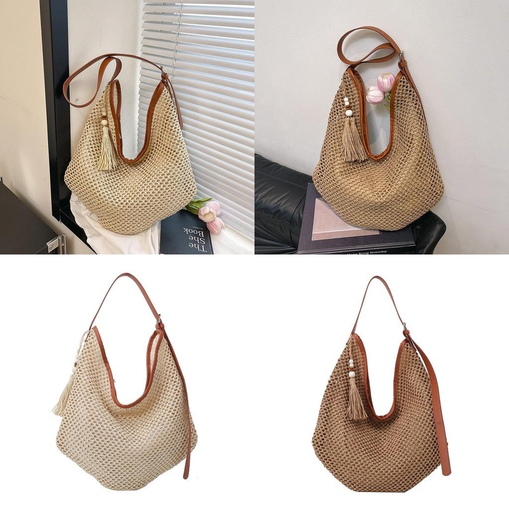 Vintage Woven Bag With Large Capacity For Beach And Vacation Use
