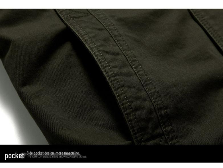 2024 Men's Casual Slim Fit Brown Cotton Work Jacket with Side Pockets & Zipper