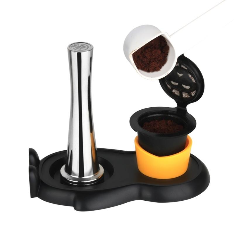 Coffee Tamper Stainless Steel Solid Capsuled Coffee Powder Hammer Machine for Coffee Tamper Caps with Brush Cleaner