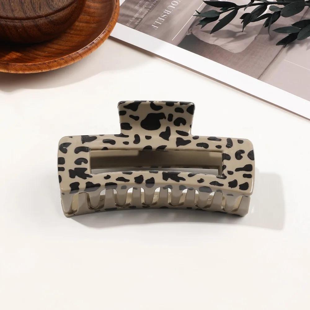 Large Small Leopard Print Hair Claw Clip for Women Thick Hair Elegant Bowknot Cross Geometric Catch Clamp Hairgrip Accessories