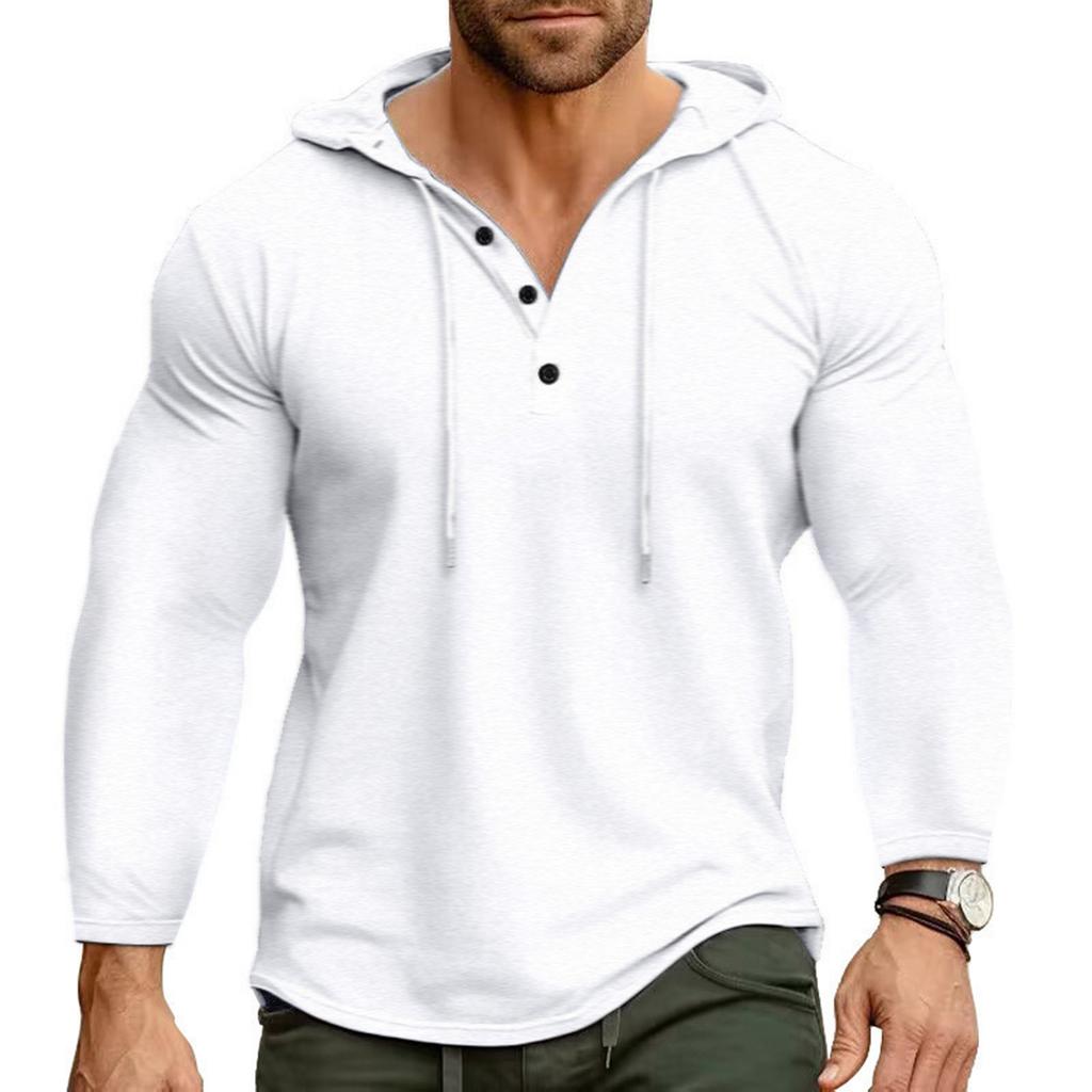 Men's Solid Color Stand Collar Button Sweatshirt Hoodie Men's Sports Large Size Casual Sweatshirt