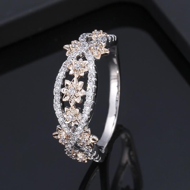 Elegant European Flower-Shaped Zircon Women s Ring Size 8