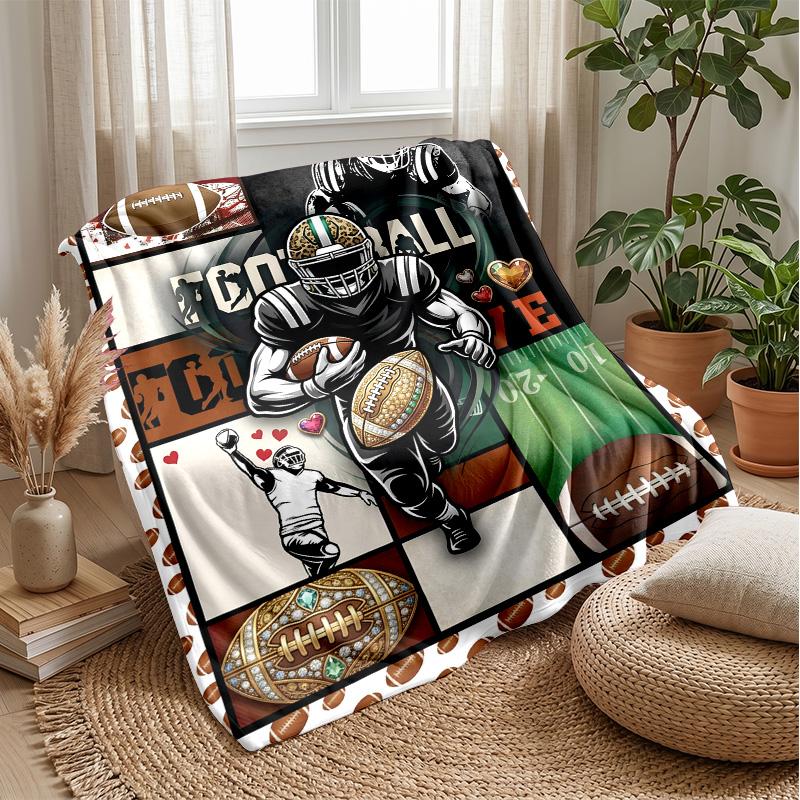 Football Legends in Action Theme blanket Lightweight Warm Flannel Blanket Decorative Throw Blanket for Home Decoration