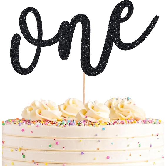 First Birthday Cake Topper - Red Glitter One Cake Decorating Supplies for Girls and Boys, Perfect for Baby Shower/Gender Revealing Party/Baby Party