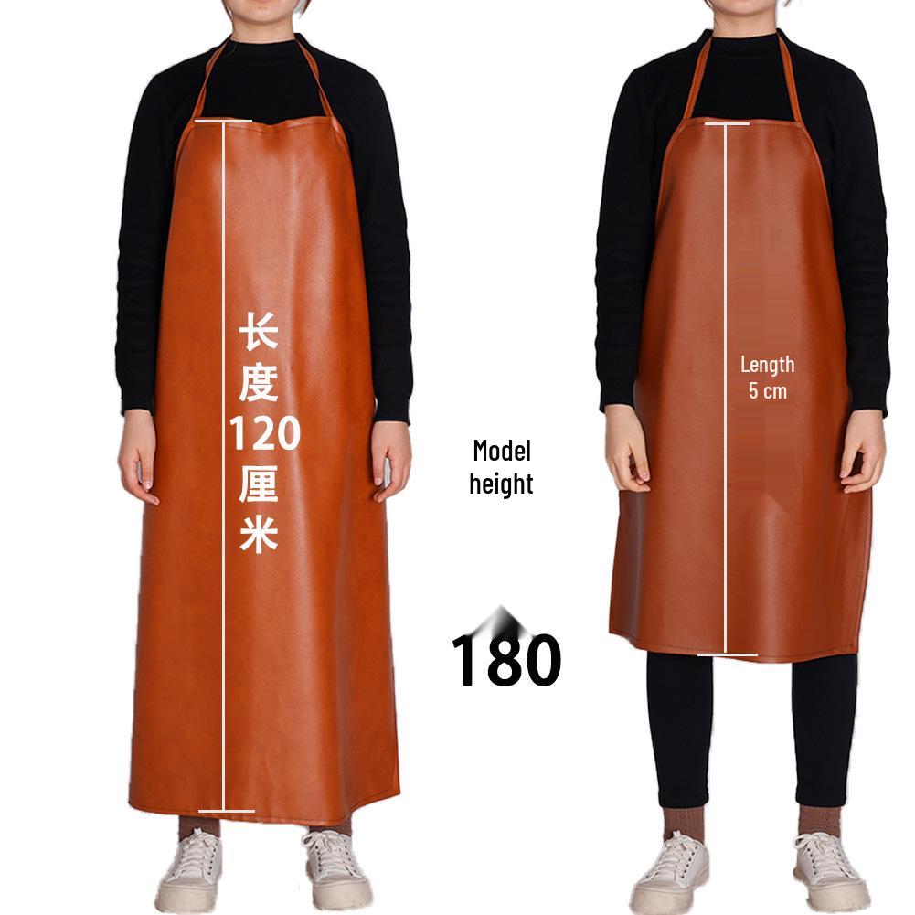 Men's Waterproof & Oil-Proof Leather Apron - Durable, Wear-Resistant, Long-Style for Cooking & Household Tasks