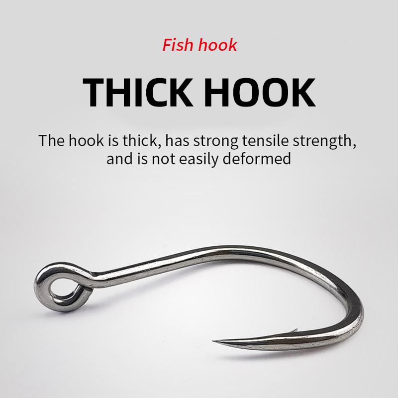 10Pcs Sets Tin-Plated Anti-Rust Jig Hooks with Eyelets High Carbon Steel Deep Sea Fishing Hooks