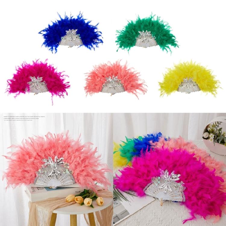 Wedding Dance Hand Fan Party Props Feather Foldings Fan for Woman Dance Fan