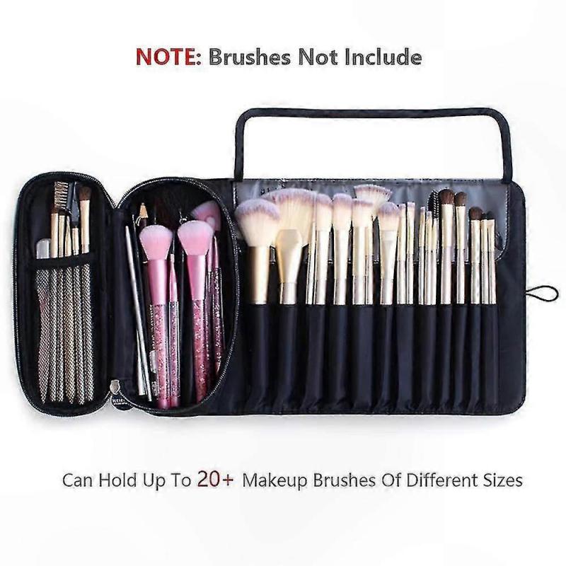 Travel-Friendly Makeup Brush Roll Up Pouch Organizer for Cosmetic Tools, Holds 20+ Brushes, Portable Bag for Women (Case Only)