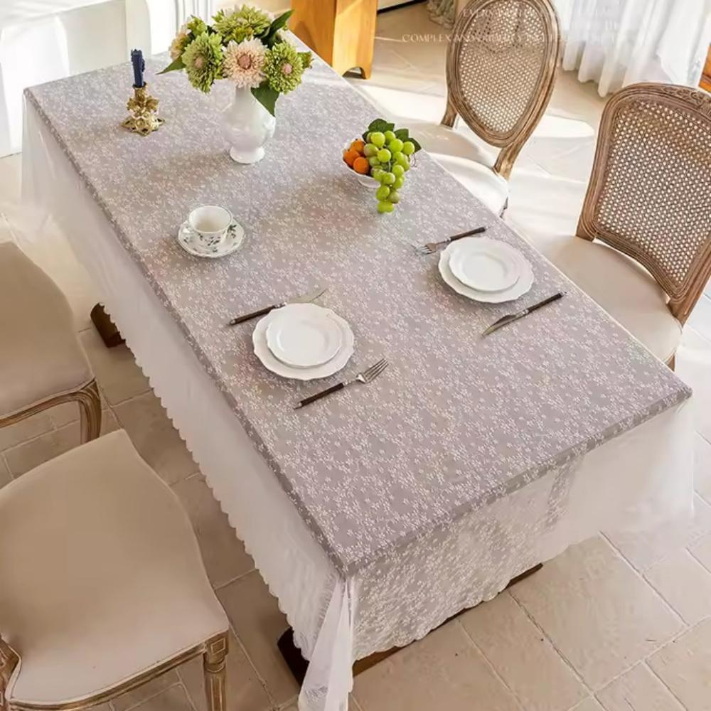 1pc Romantic Lace Table Cloth Embroidered Dining Tablecloths Dustproof Rectangular Coffee Table Cover Wedding Decor Supplies